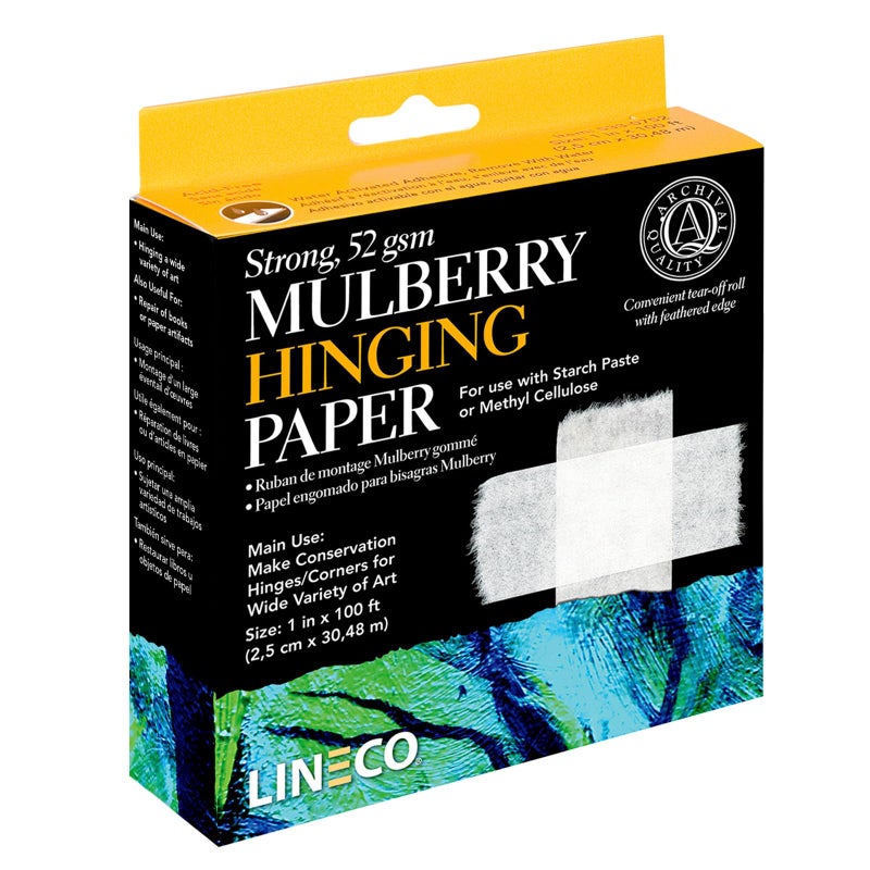 Lineco Mulberry Hinging Paper 1" x 100 ft. for Making Conservation Hinges. Hinge Artwork, Craft, Digital Prints, Documents, and More. - Image 1
